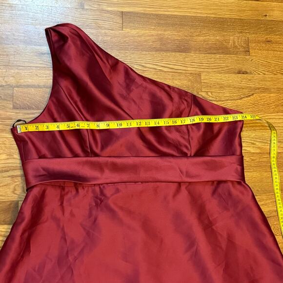 Alfred Sung Women’s Plus Size 24 W Burgundy One Shoulder Belt Floor Length Dress - Picture 6 of 12